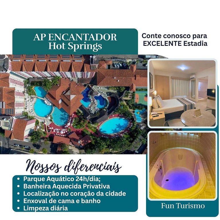 Hotel Encantador, banheira, parque aquático termal