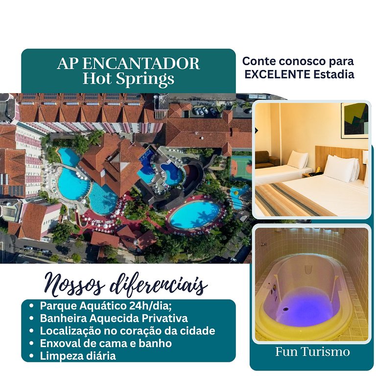 Hotel Encantador, banheira, parque aquático termal